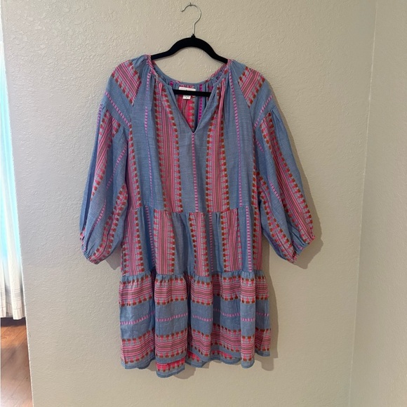 EUC Velvet by Graham & Spencer Blaize Striped Cotton Dress pink blue - Picture 3 of 11